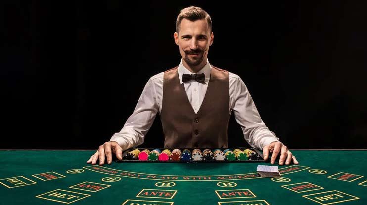 Live casino studio multi-kamera dengan dealer profesional